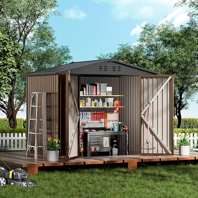 COMHOMA Shed Outdoor Storage Shed Metal, Lockable Doors Tool Sheds by ComHoma