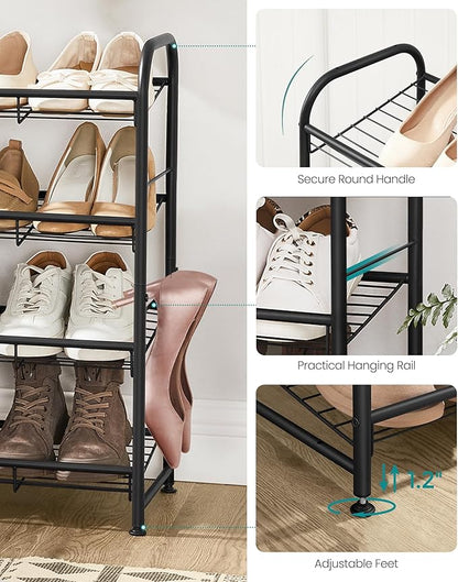 SONGMICS Stackable Shoe Rack, 4 Tier Metal Shoes Rack Storage Shelf, Holds up - Image 6