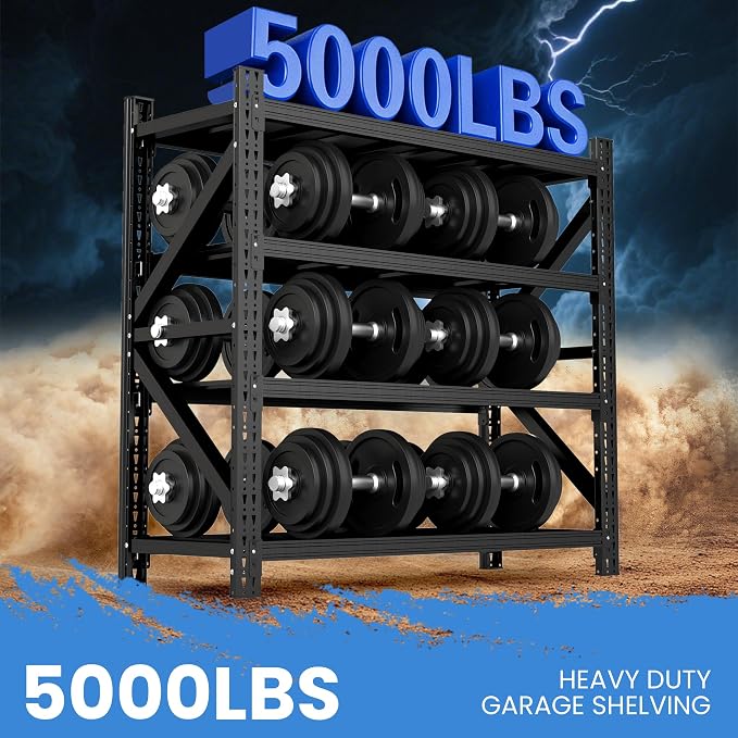 Heavy Duty Garage Storage Shelves 5000LBS Capacity, 4-Tier Large Industrial - Image 3