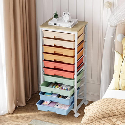 Rolling Cart with Drawers, 10 Drawer Rolling Cart, Storage Cart with Wheels - Image 9
