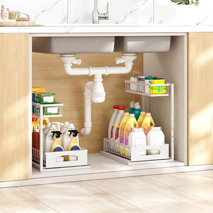 Under Sink Organizer, 2 Pack Height Adjustable Cabinet Organizer - Image 7
