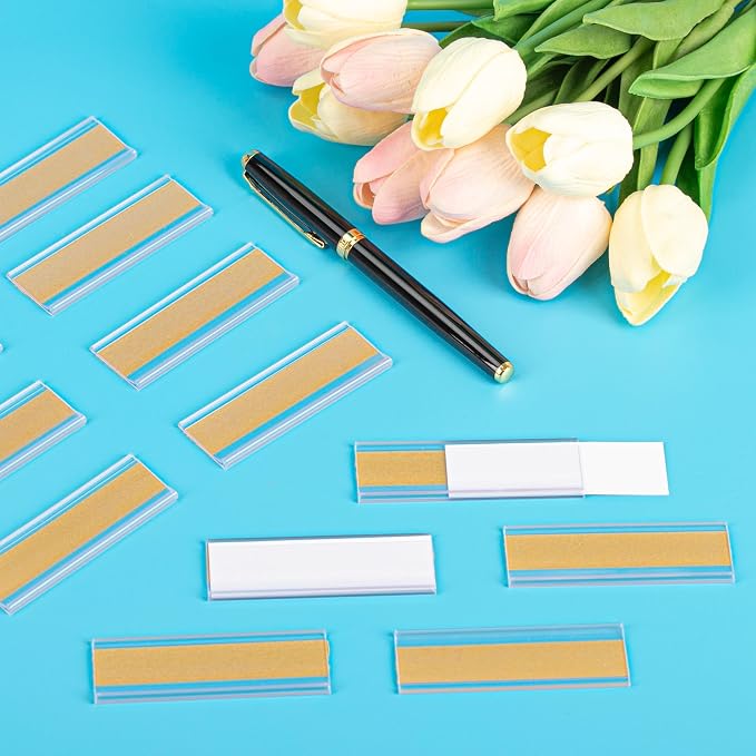 88Pcs Self Adhesive Label Holders Clear Plastic Wire Shelf and Price Tag Rack - Image 4