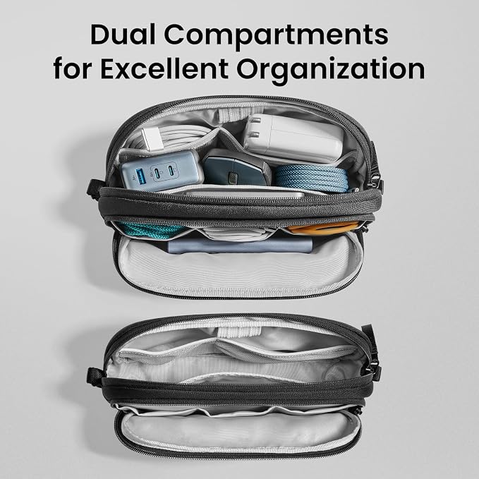 tomtoc Electronic Organizer Travel Case, Water Resistant Dual Compartment Tech - Image 2