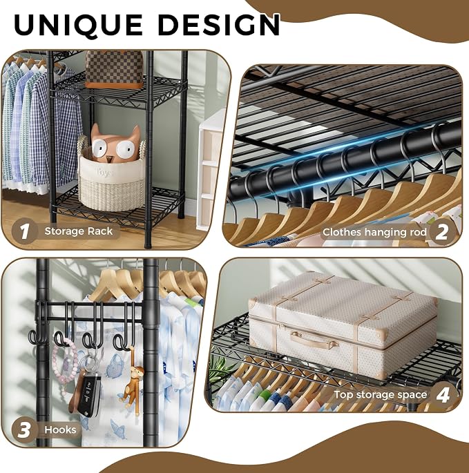 Golpart Heavy Duty Clothes Rack Metal Wardrobe - Image 7