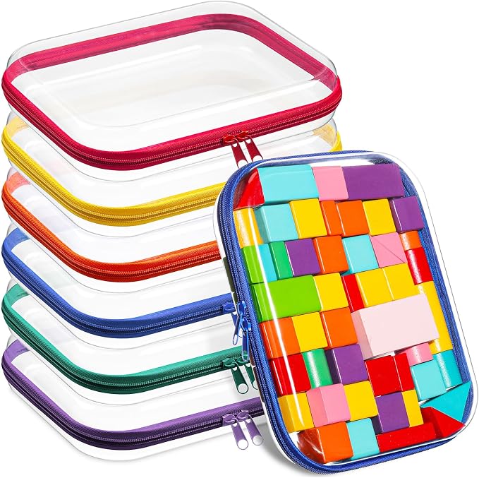 Sanwuta 6 Pcs Clear Hard Zipper Case Pencil Pouches Hard Plastic Zipper Pouches by Sanwuta