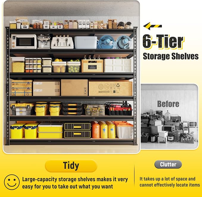 REIBII 6-Tier Garage Shelving, Adjustable Metal Shelving, Large-Capacity Garage - Image 8