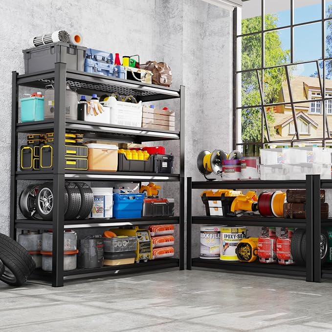 2 Pack Garage Shelving Heavy Duty 5-Tier Storage Shelves, Adjustable Metal - Image 8