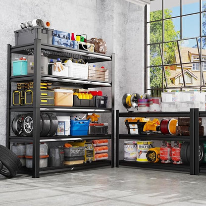 2 Pack Garage Shelving Heavy Duty 5-Tier Storage Shelves, Adjustable Metal - Image 8