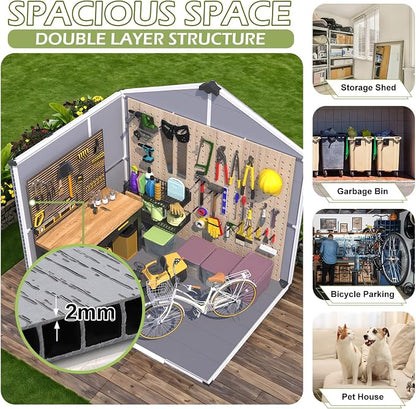 8 x 6 FT Plastic Storage Shed, Resin Garden Shed - Image 3
