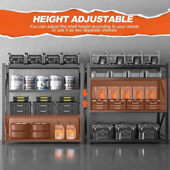 Metal Garage Shelving Unit, Heavy Duty Adjustable Industrial Storage Shelves - Image 5
