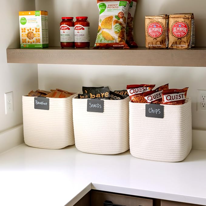 NaturalCozy 13 Inch Cube Storage Bins Cotton Rope Woven Baskets - Image 4