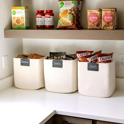 NaturalCozy 13 Inch Cube Storage Bins Cotton Rope Woven Baskets - Image 4