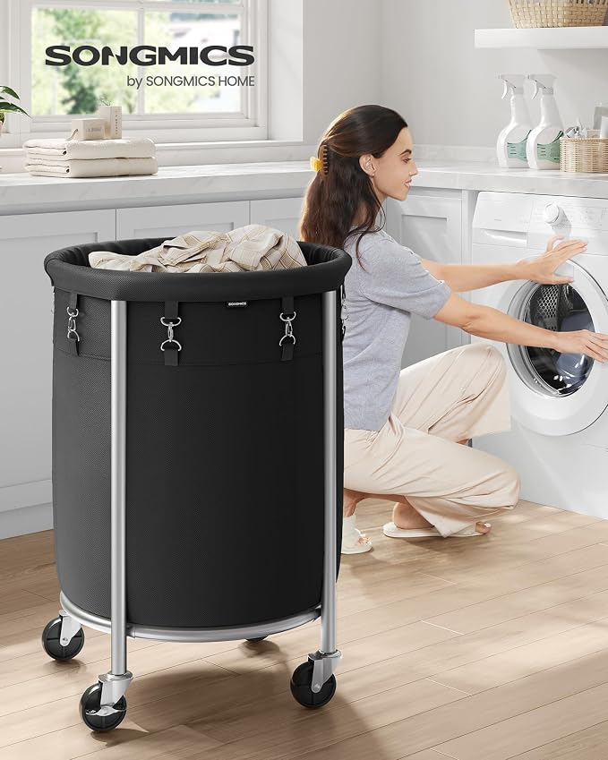 SONGMICS Laundry Basket, Rolling Steel Frame - Image 2