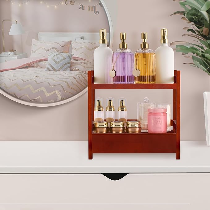 Sorbus Bamboo Bathroom Counter Organizer – 2-Tier Shelf - Image 6