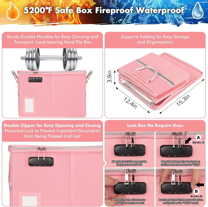 TOMKID 5200°F Fireproof Document Box, Fire Important Document Organizer - Image 2