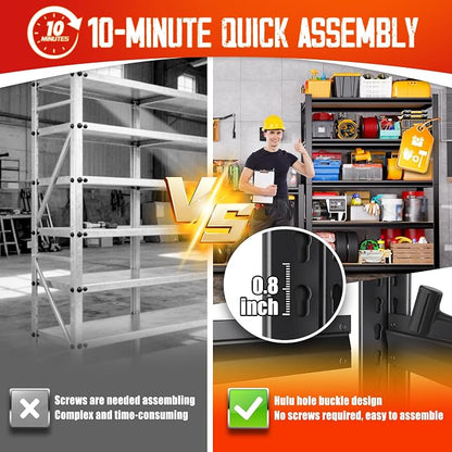 Set of 7 Garage Shelving-2050 lbs 5 Tier Storage Shelves, Adjustable Heavy Duty - Image 6