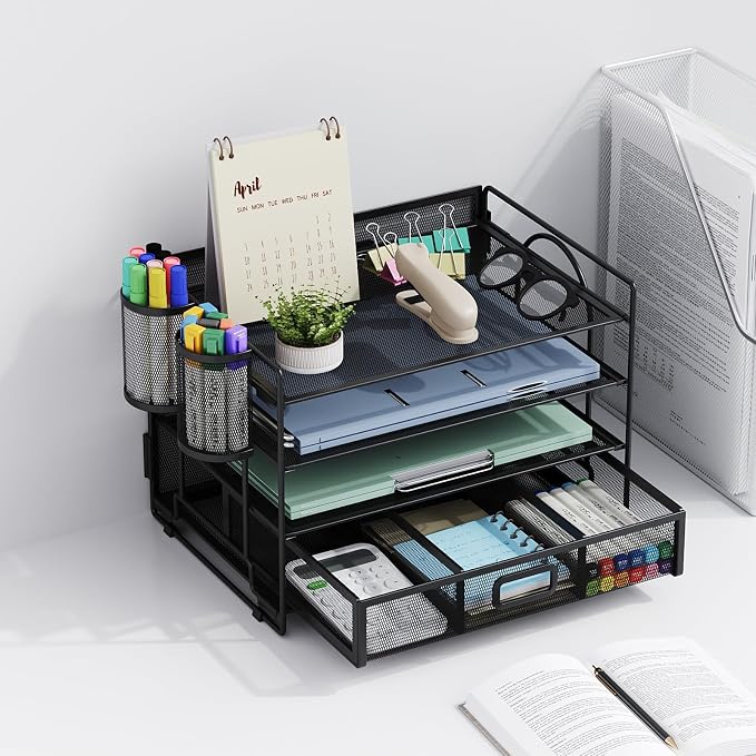 Marbrasse Desk Organizer and Accessories4-Tier Paper File Letter Tray - Image 9