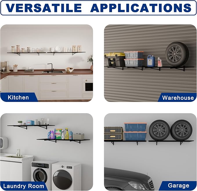 HDDFER Heavy Duty Garage Wall Shelves 24x43 Inch | 2-Pack, wall mounted - Image 8