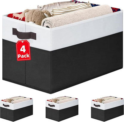Criusia Large Storage Bins for Shelves 4 Pack, Closet Storage Baskets for by Criusia