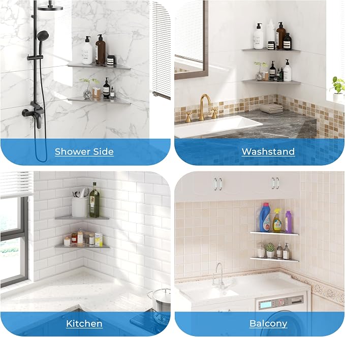 FerdY 2-Pack 10" Brushed Nickel Recessed Corner Shower Shelf, - Image 8