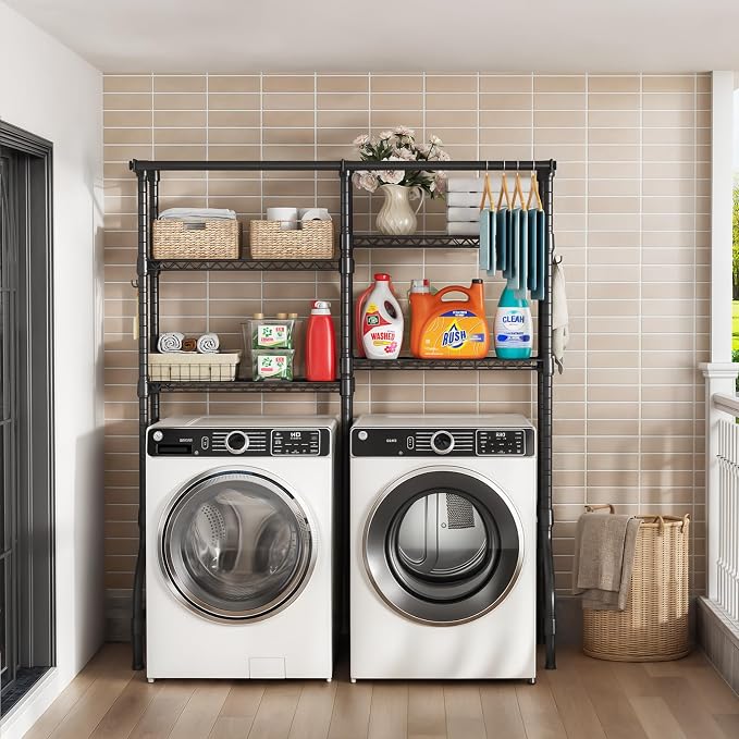 U14 Medium Over the Washer and Dryer Shelves, 4 Tiers Laundry Room Storage and - Image 5