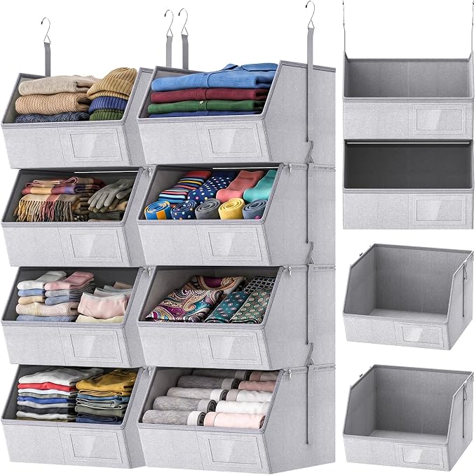 2 Pack 4-Tier Hanging Closet Organizer, Detachable Hanging Storage Shelves by Unknown