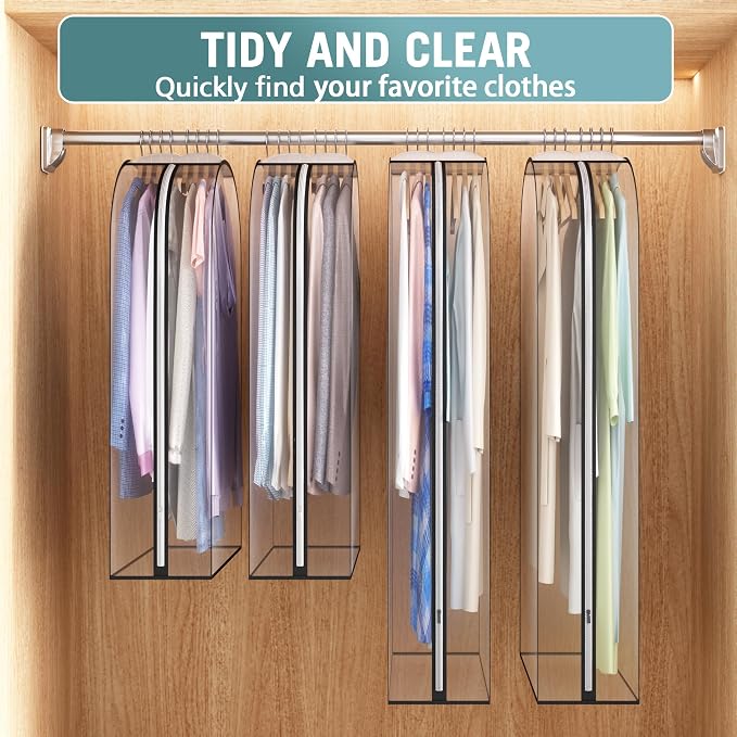Liuoud Clear Garment Bag for Hanging Clothes 10” Gusseted, Suit Bags for Open - Image 6