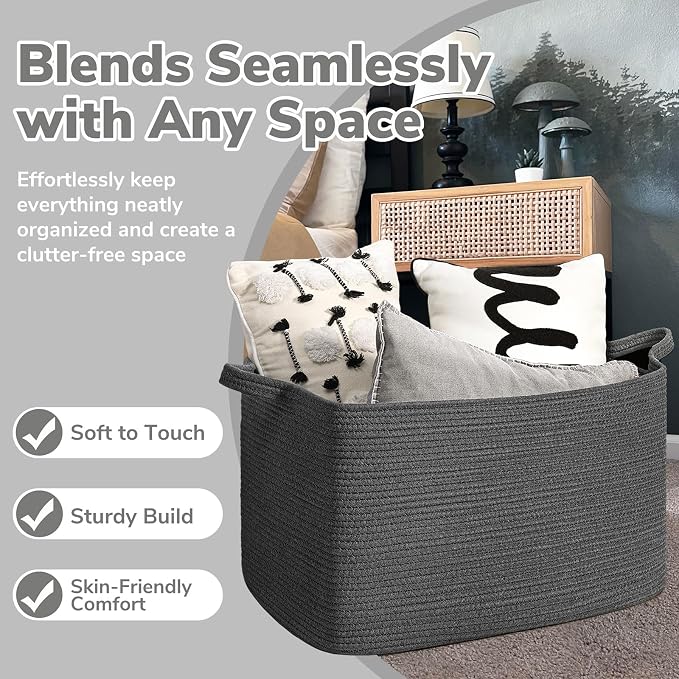 Goodpick Storage Basket, Rectangle Dirty Clothes Baskets - Image 5