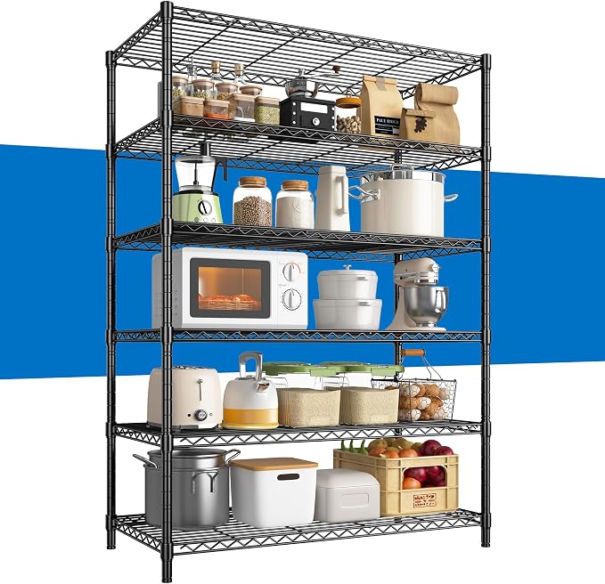 6Tier Metal Shelving Unit Storage Shelves. 1200LBS Wire Shelving Rack Heavy Duty by Durayloly