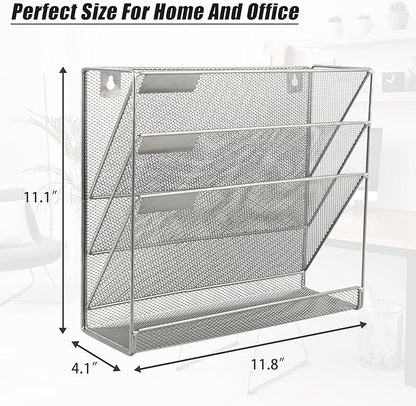 EASEPRES Desk File Organizer Mesh 4-Tier, Hanging Wall Mount Document - Image 2