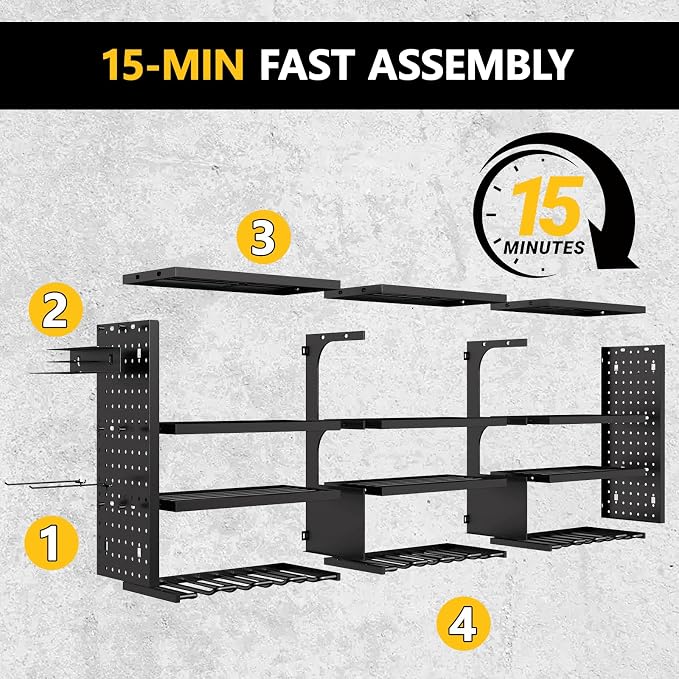 49" W Large Power Tool Organizer Wall Mount, 4 Layer Heavy Duty Metal Tool - Image 5