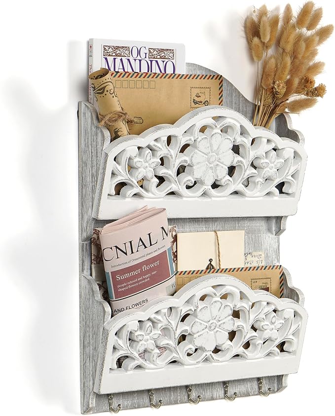 Key and Mail Holder for Wall, 2-Slot Mail Organizer Wall Mount - Image 9