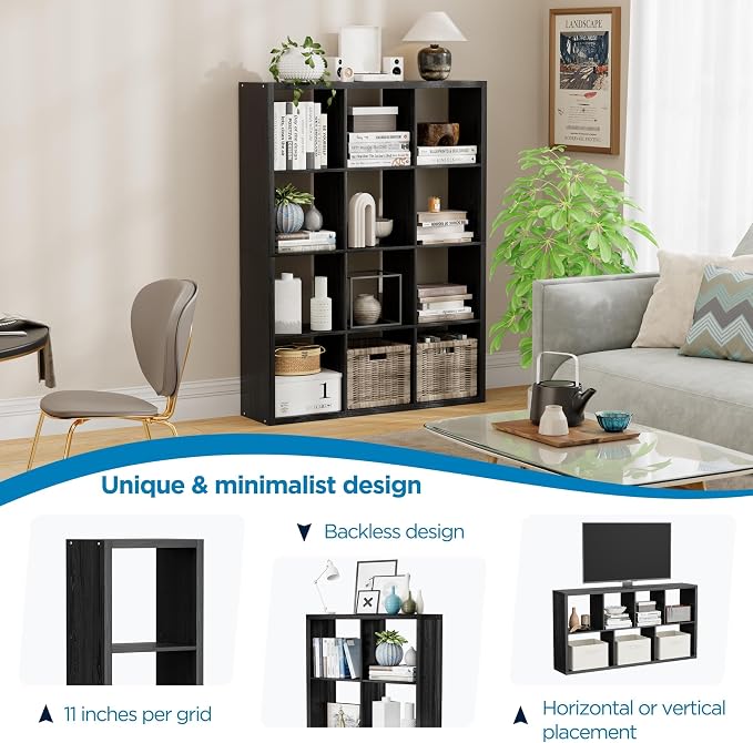 12-Cube Storage Organizer, Wooden Cube Shelf Bookcase - Image 6