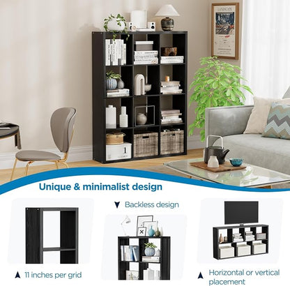12-Cube Storage Organizer, Wooden Cube Shelf Bookcase - Image 6