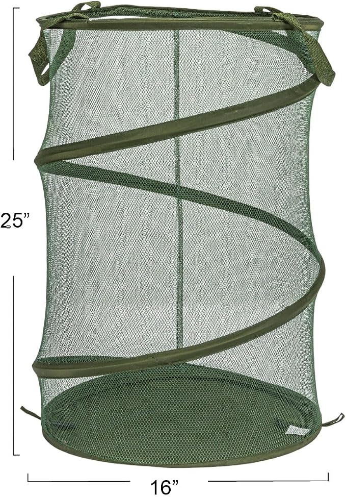 Household Essentials Pop-Up Mesh Laundry Hamper, Olive Green - Image 2