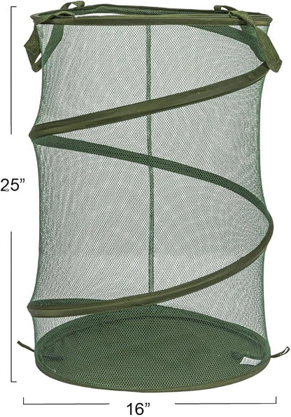 Household Essentials Pop-Up Mesh Laundry Hamper, Olive Green - Image 2