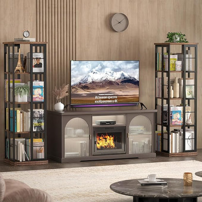 Aheaplus Rotating Bookshelf, Corner Bookshelf, 360 Display Wood Spinning - Image 8