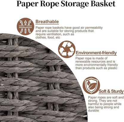 OIAHOMY Scalloped Wicker Baskets, Hand-woven Storage Baskets - Image 8