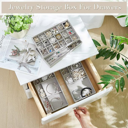 Junkin 18 Pcs Velvet Jewelry Tray, Stackable Jewelry Organizer Trays - Image 4