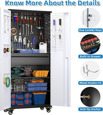 Metal Garage Cabinet with Wheels, Assembly Required - Image 4