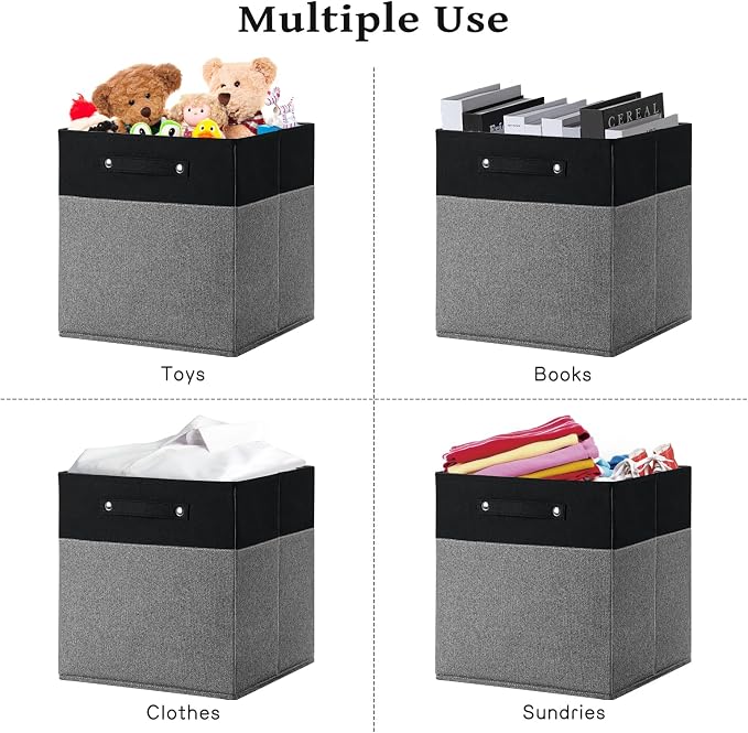 FinishingBo 13x13x13 Storage Cube Bins 6 Pack, Cube Shelf Baskets | Foldable - Image 5
