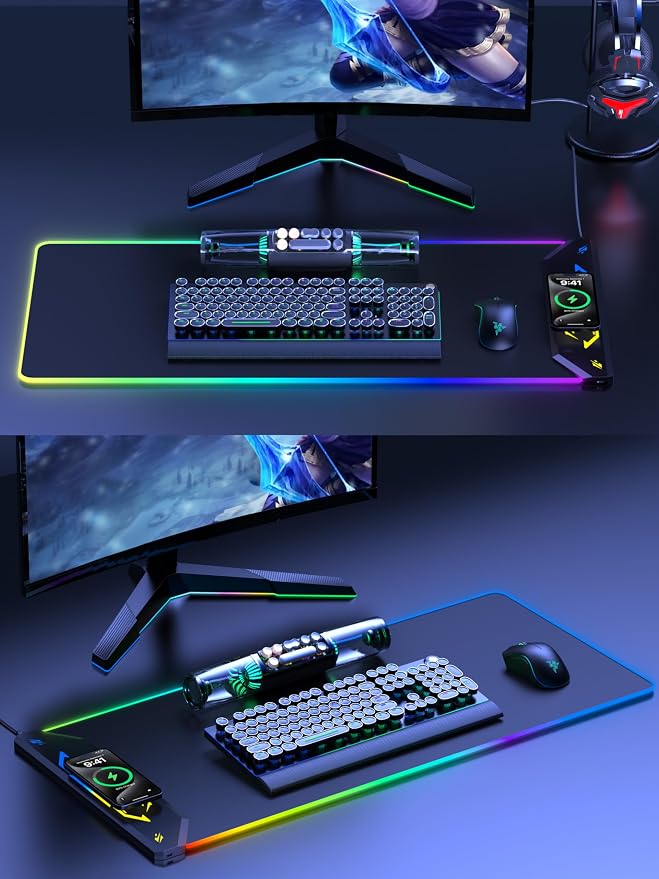 TopMade Wireless Charging Mouse Pad, RGB Gaming Mousepad, 35.4" x 15.8" Extra - Image 9