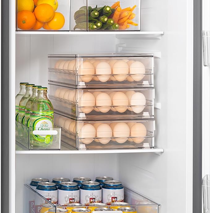 vacane 24 Egg Drawer for Fridge, Pull Out Egg Storage Container - Image 5