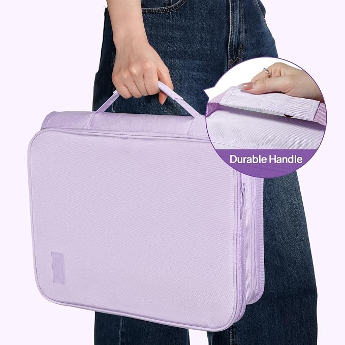 SUNEE Zippered Binder Bag with Handle, 2-Inch 3-Ring O-Ring, 500-Sheet Capacity - Image 7