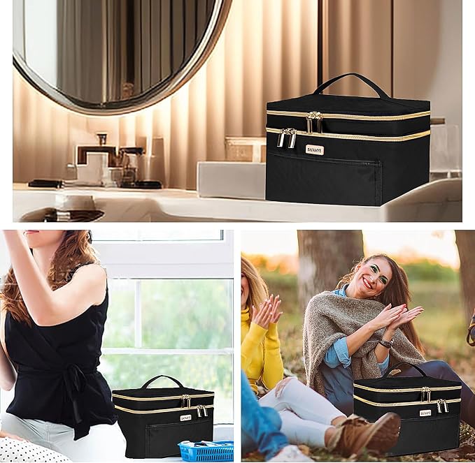 8.8L Double Layer Travel Makeup Bag Women, Large Cosmetic Case, Organizer - Image 7