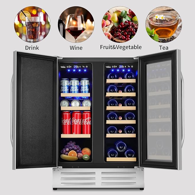 24 Inch Wine and Beverage Refrigerator, Dual Zone Wine Beverage Cooler - Image 6