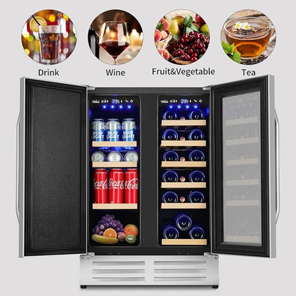 24 Inch Wine and Beverage Refrigerator, Dual Zone Wine Beverage Cooler - Image 6