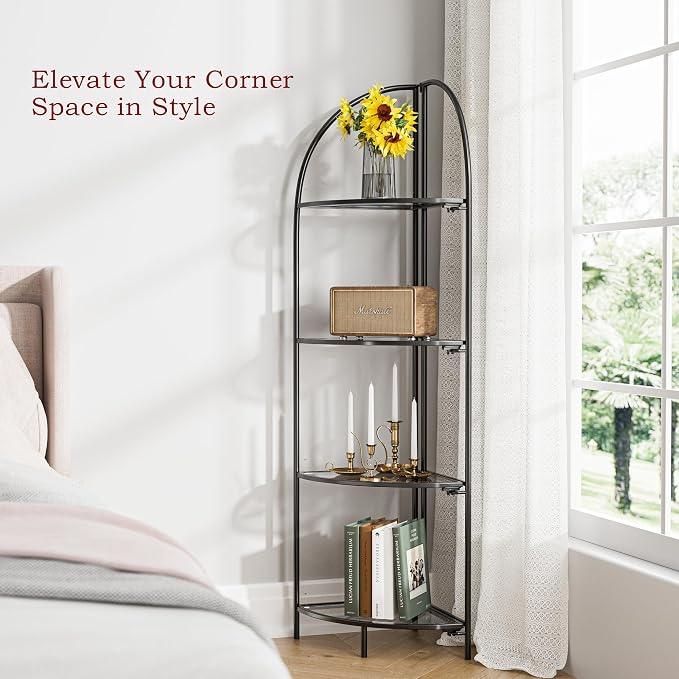 Crofy Foldable 4 Tier Corner Shelf, Metal Corner Plant Stand - Image 4