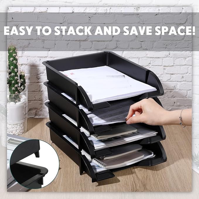 Fainne 8 Pcs Stackable Paper Trays Organizer - Image 3