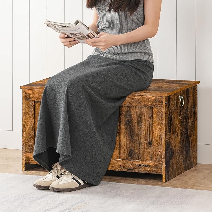HOOBRO Storage Bench, 29.5" Retro Wooden Storage Chest, Wooden Storage Trunk - Image 9